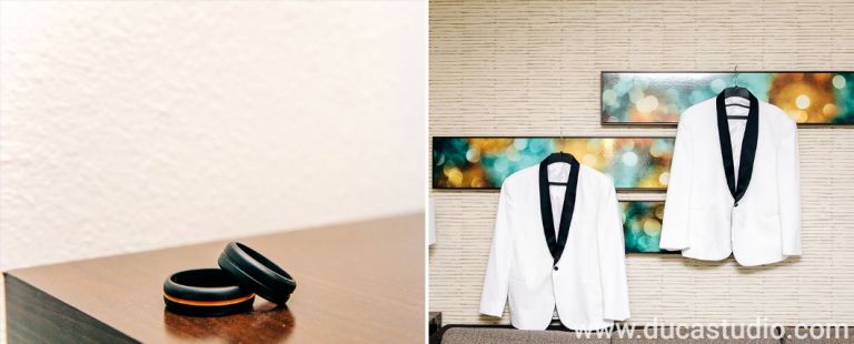 grooms’ matching blazers